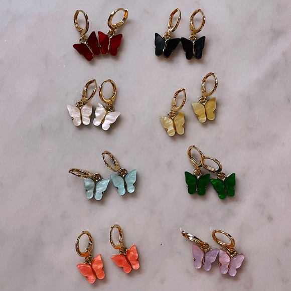 Gorjana Jewelry - Butterfly Earrings Black, White, Pink, Blue, Red, Purple, Green, Yellow